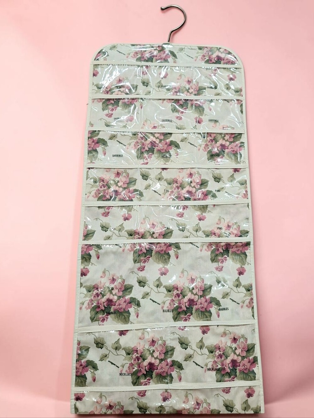 Floral Over-the-Door Hanging Jewelry Organizer - Pink Floral